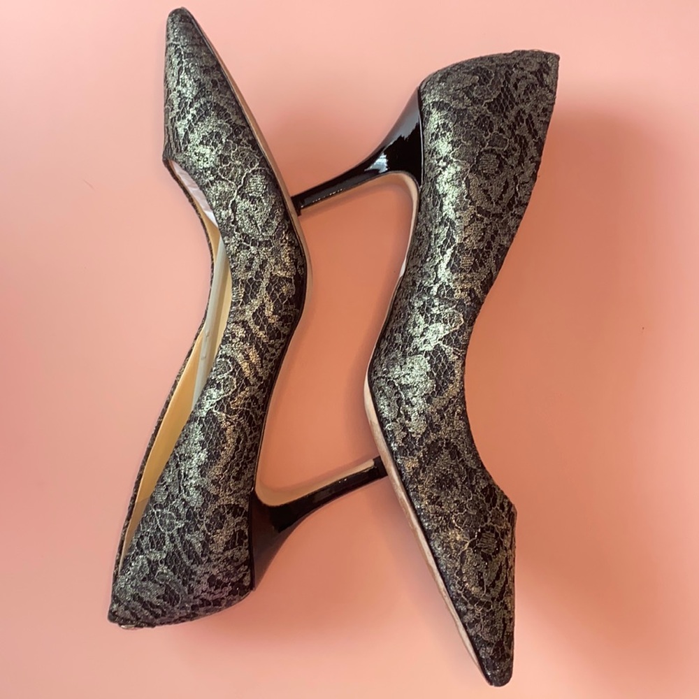 Ivanka Trump Blk textured Natalie4 gold lace 9.5M